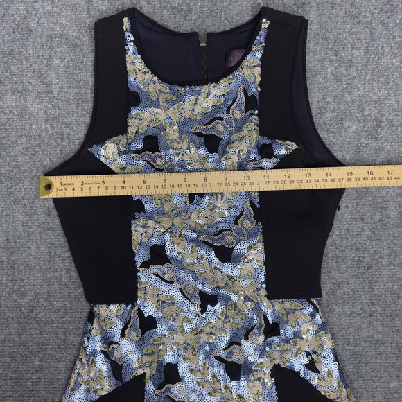 Hale Bob Dress Womens XS Black Blue Sequin Cocktail Formal Prom Dark Romantic - Picture 9 of 11
